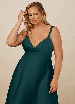 Christian Siriano Bridal for Azazie 1001 Bridesmaid Dresses Pine A-Line Sweetheart Neckline Stretch Satin Dress image16