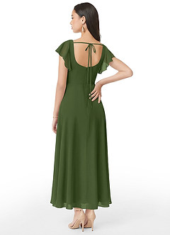 Azazie Bondi Bridesmaid Dresses Olive A-Line Ruched Chiffon Dress image5