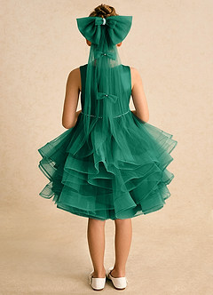 Azazie Tinie Flower Girl Dresses Emerald Ball-Gown Bow Tulle Dress image6