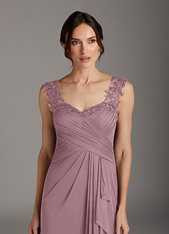 Azazie Edelin Mother of the Bride Dresses Dusty Rose A-Line Sweetheart Neckline Pleated Mesh Dress image6