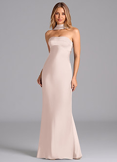 Azazie Lusinda Bridesmaid Dresses Blushing Pink Mermaid Strapless Stretch Satin Dress image4