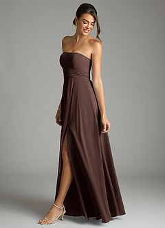 Azazie Tamira Bridesmaid Dresses Ganache A-Line Pleated Chiffon Convertible Dress image3