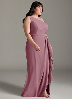 Azazie Liza Bridesmaid Dresses Vintage Mauve Mermaid One Shoulder Chiffon Dress image9
