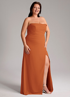 Azazie Leonis Bridesmaid Dresses Cinnamon Sheath Strapless Chiffon Convertible Dress image14