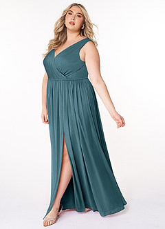 Azazie Tanicia Bridesmaid Dresses Bermuda A-Line V-Neck Pleated Mesh Dress image7