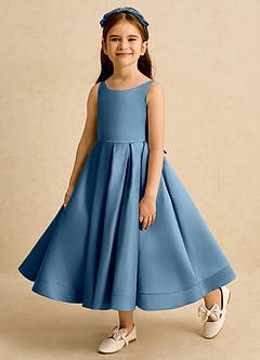 Azazie Babs Flower Girl Dresses Bermuda Ball-Gown Pleated Matte Satin Dress image8