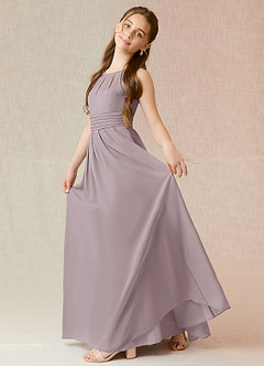 Azazie Bibiane A-Line Pleated Chiffon Floor-Length Junior Bridesmaid Dress image3