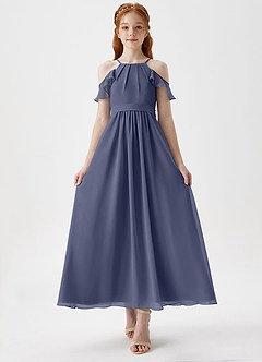 Azazie Chaya Junior Stormy A-Line Off the Shoulder Chiffon Dress image4