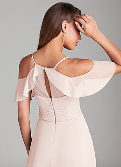 Azazie Dakota Bridesmaid Dresses Rose Petal A-Line Off the Shoulder Mesh Dress image2
