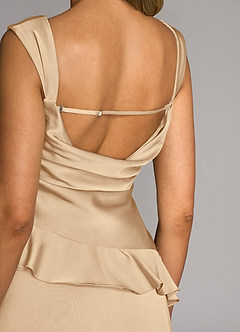 Azazie Sloane Bridesmaid Dresses Champagne A-Line Sweetheart Neckline Stretch Satin Dress image6