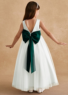 Azazie Cookie Flower Girl Dresses Ivory Pine A-Line Bow Tulle Dress image1