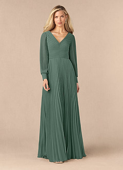 Azazie Zina Mother of the Bride Dresses Sea Moss A-Line Pleated Chiffon Dress image1