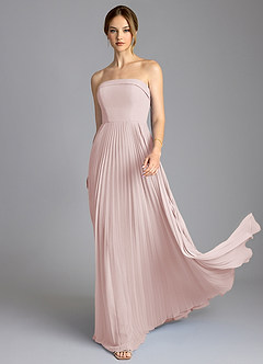 Azazie Mariana Brudtärnklänningar Klä av A-Linje i Chiffong Axelbandslös Rodnande Rosa image3