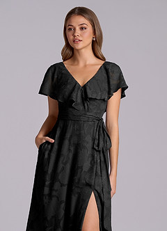 Azazie Lainey Suknie dla druhen Linia A z kieszeniami Kwiatowe wypalenie Do ziemi Sukienka image7