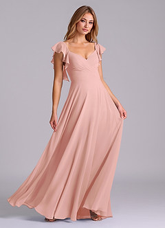 Azazie Leilani Bridesmaid Dresses Rosette A-Line Pleated Chiffon Dress image3