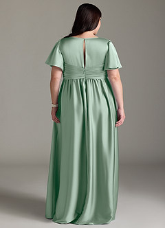 Azazie Verna Maternity Bridesmaid Dresses A-Line Ruched Stretch Satin Floor-Length Dress image11