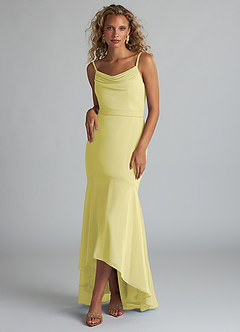 Azazie Summer Abiti da Damigella Abito Sirena in Chiffon con Scollo a Cappuccio Sorbetto Al Limone image1
