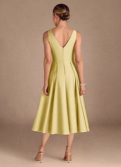 Azazie Fulton Abiti per la Madre della Sposa Abito A-Line in Raso Elasticizzato Plissettato Sorbetto Al Limone image3