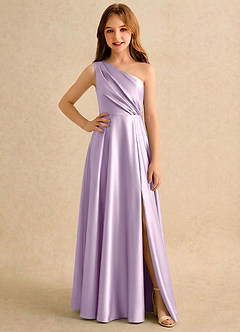 Azazie Puddles Girls Formal Flower Girl Klänningar Klä A-Line i Stretch Satin Ena axeln image1