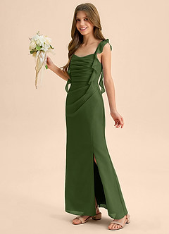 Azazie Jessamine Junior Olive Mermaid Sweetheart Neckline Chiffon Dress image6
