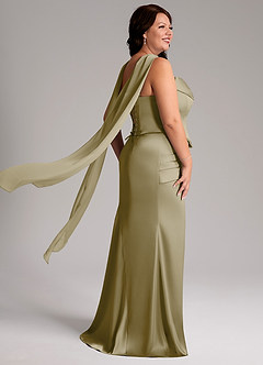 Azazie Sorrel Bridesmaid Dresses Moss Green Mermaid Strapless Stretch Satin Convertible Dress image8
