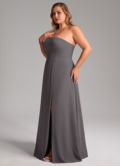 Azazie Wren Bridesmaid Dresses Steel Grey A-Line Side Slit Chiffon Convertible Dress image13