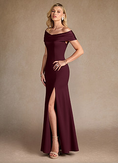 Azazie Pierce Kleider für die Brautmutter Meerjungfrau-Linie Plissee Stretch-Krepp Kleid Cabernetrot image2
