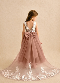 Azazie Mixie Robe Demoiselle D'honneur Fillette Robe Princesse en Dentelle Bronze image1