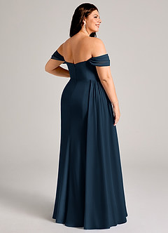 Azazie Amyra Bridesmaid Dresses Dark Navy Sheath Off the Shoulder Chiffon Convertible Dress image13