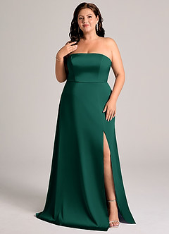 Azazie Wren Brudtärnklänningar Klä av A-Linje i Stretch Satin Axelbandslös Smaragdgrön Konvertibel image8