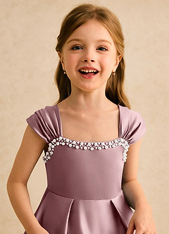 Azazie Yosemite Jurken voor bloemenmeisjes Baljurk Jurk van Mat Satijn Sweetheart Halslijn Stoffige Roos image7