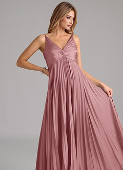 Azazie Raychelle Bridesmaid Dresses Dusty Rose A-Line Pleated Stretch Satin Dress image7