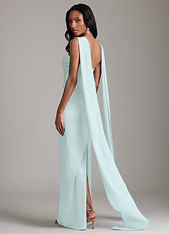 Azazie Sonora Vestidos de damas de honor Vestido de Vidrio Marino de Satén Elástico de Corte Recto con Sin tirantes image2