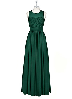 Azazie Nina Bridesmaid Dresses Emerald A-Line Pleated Chiffon Dress image6