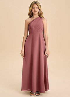 Azazie Phaedra Junior Jurk van Chiffon met A-Lijn Geplooid Amethist image4