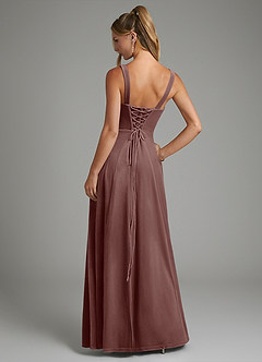 Azazie Shaude Bridesmaid Dresses Espresso A-Line Pleated Velvet Dress image2