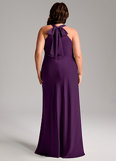Azazie Doretta Bridesmaid Dresses Grape Mermaid Pleated Stretch Satin Dress image10