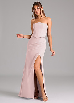 Azazie Jenine Abiti da Damigella Abito Sirena in Chiffon Senza Cinturino Rosa Rossore image3