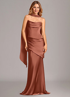 Azazie Pelagia Bridesmaid Dresses Auburn Mermaid Corset Stretch Satin Convertible Dress image1