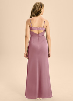 Azazie Renna Junior Vestido Vintage Malva de Cetim elástico de Linha A com Plissado image2