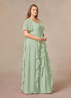 Azazie Watson Mother of the Bride Dresses Dusty Sage A-Line V-Neck Chiffon Dress image9
