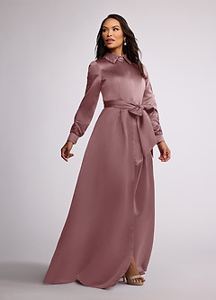 Azazie Ruth Kleider für die Brautmutter A-Linie Spitze Matte Satin Kleid Altrosa image2