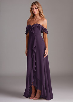 Azazie Lyra Bridesmaid Dresses Plum A-Line Chiffon Convertible Dress image5