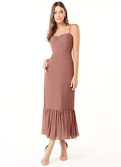 Azazie Justina Bridesmaid Dresses Cedar Rose A-Line Sweetheart Neckline Chiffon Dress image1