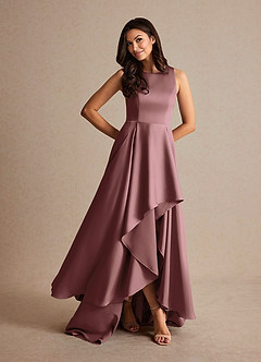 Azazie Niles Mother of the Bride Dresses Vintage Mauve A-Line Trains Stretch Satin Dress image7