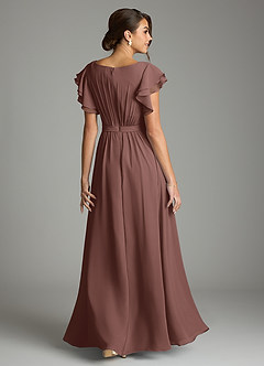 Azazie Daphne Modest Bridesmaid Dresses A-Line Ruffled Chiffon Floor-Length Dress image2