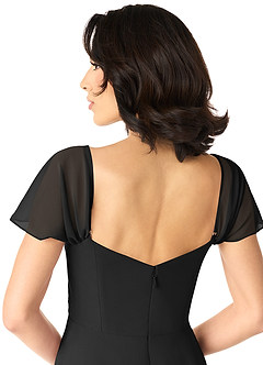 Azazie Tancie Bridesmaid Dresses Black A-Line Off the Shoulder Chiffon Convertible Dress image5