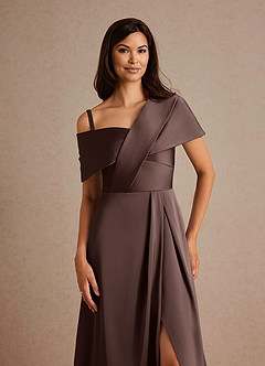 Azazie Milton Mère de la mariée Robes Robe Trapèze en Satin extensible Plissée Ganache image5
