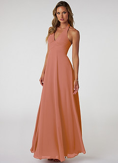Azazie Tessie Bridesmaid Dresses MAI TAI A-Line V-Neck Pleated Chiffon Dress image3