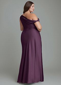 Azazie Emerson Brudtärnklänningar Klänning av Sjöjungfru i Stretch Satin Off the shoulder Plommon image9